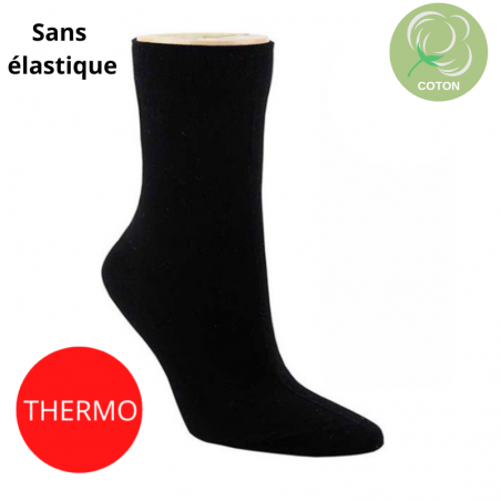 Chaussettes en coton thermo grandes tailles sans élastique - Lot de 2 paires