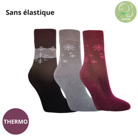 Chaussettes thermo sans élastique en coton - Lot de 2 paires